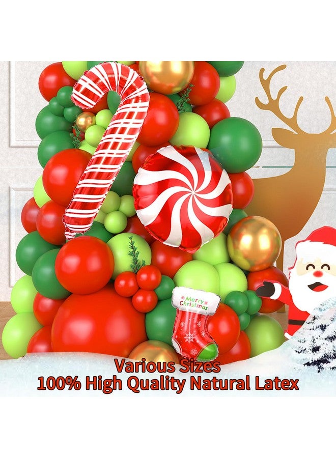 Biapian Christmas Balloon Garland Arch, 123 Pcs Christmas Balloon Arch Kit With Red Green Gold Latex Balloons, Christmas Foil Balloon Star Sock Elk Head Candy Cane Balloon For Xmas Christmas Party Decorations - Image 3