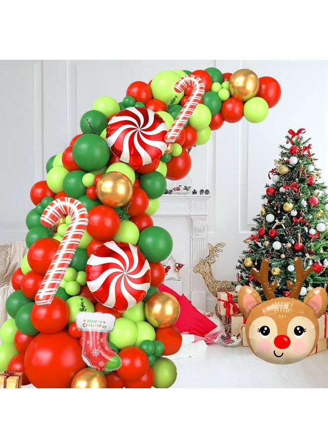 Biapian Christmas Balloon Garland Arch, 123 Pcs Christmas Balloon Arch Kit With Red Green Gold Latex Balloons, Christmas Foil Balloon Star Sock Elk Head Candy Cane Balloon For Xmas Christmas Party Decorations - Image 5