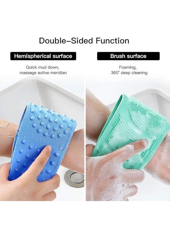 RYUK CREATIVES Silicone Body Back Scrubber, Double Side Bathing Brush for Skin Deep Cleaning Massage, Dead Skin Removal Exfoliating Belt for Shower, Easy to Clean,Body Brush for Bathing (Multicolor) (Pack Of Two) - Image 2
