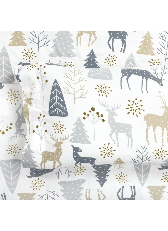 Lush Decor - Lush Decor Wonderland Soft Flannel Sheet Set, 6 Piece, Queen, Neutral & Gray - Image 1