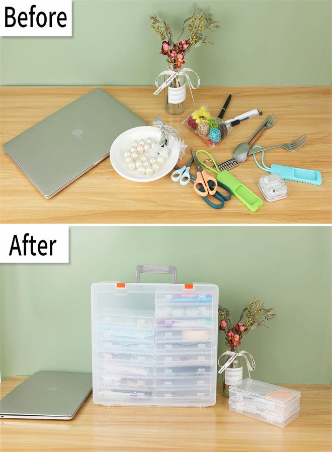 Excefore Clear Photo Storage Box, 4x6 Card Organizer with 18 Inner Storage Cases for Birthday Get Well Cards Photos, Crafts, Scrapbooking, Paper, Stickers, Tools Container Box - Image 5