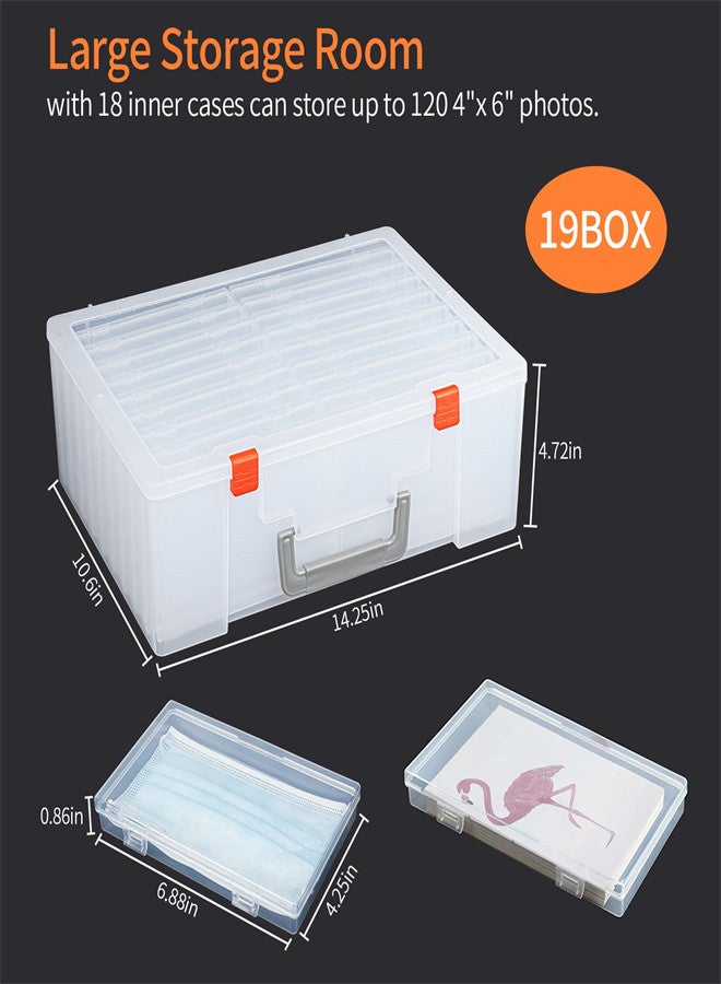 Excefore Clear Photo Storage Box, 4x6 Card Organizer with 18 Inner Storage Cases for Birthday Get Well Cards Photos, Crafts, Scrapbooking, Paper, Stickers, Tools Container Box - Image 4