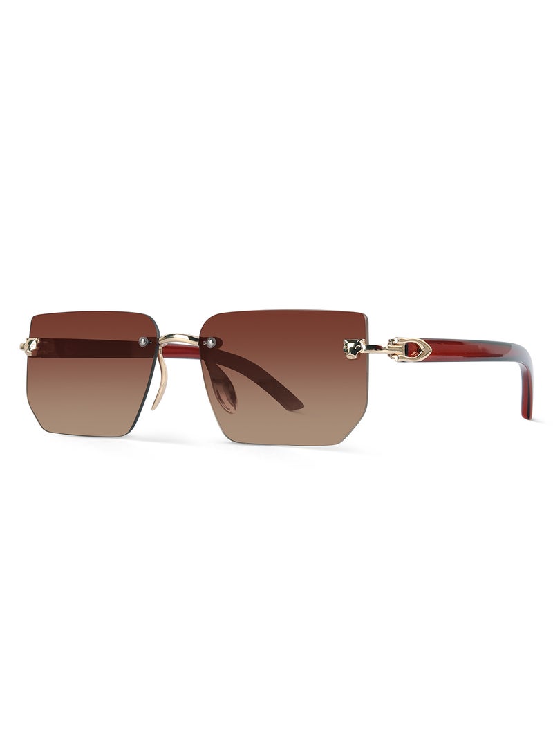 Woggles Fred Brown Rimless Rectangle Sunglasses  - Image 5