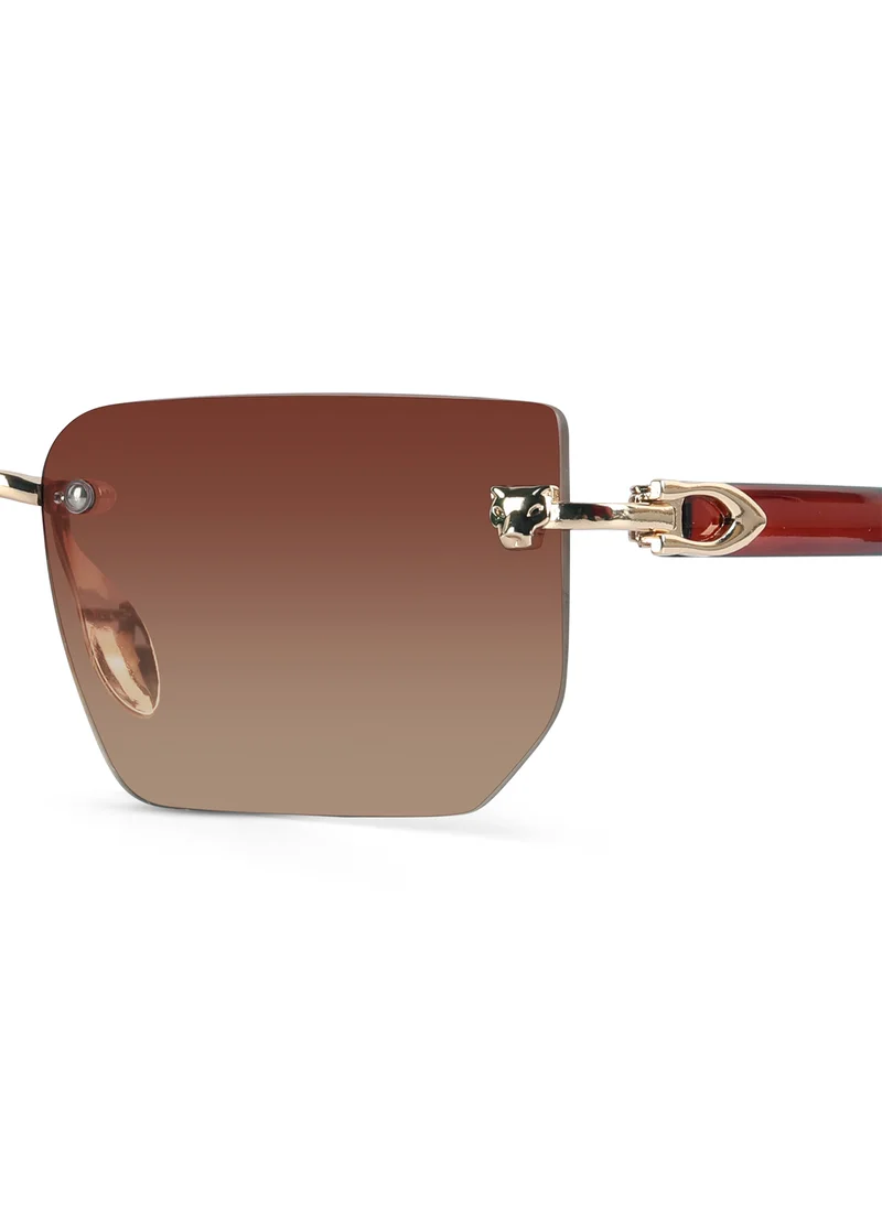 Woggles Fred Brown Rimless Rectangle Sunglasses