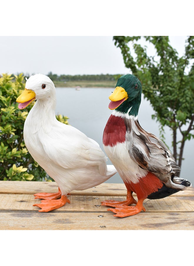 Simulation Duck Little Duck White Duck Flower Duck Chicken Duck Goose Animal Poultry Model Farmhouse Supermarket Decoration-Color:Large Color Duck 30cm High