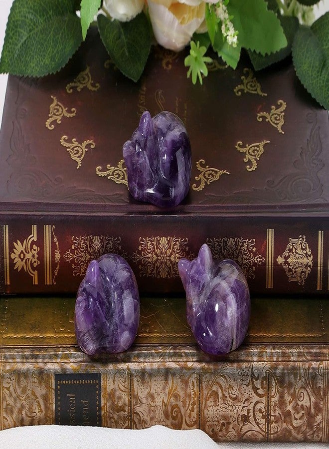 LAIDANLA Amethyst Cat Healing Crystals Figurine Sleeping Cat Hand Carved Cute Statue Polished Stone Sculpture Reiki Office Room Bedroom Desk Home Decoration Gifts 1.6" - Image 3