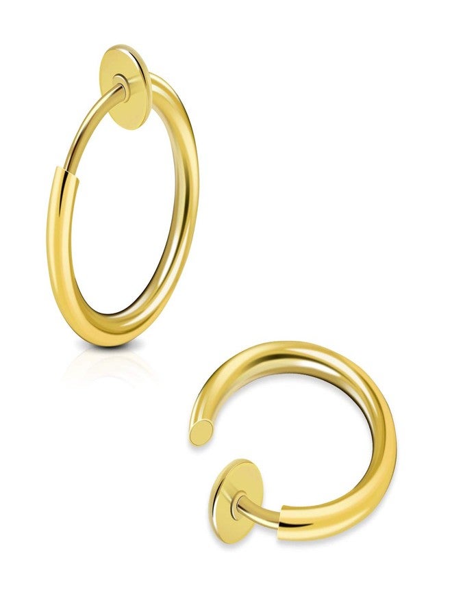 CrazyPiercing 8 pcs of Stainless Steel Clip on Non-pierced Hoops Fake Nose Lip Ear Rings Piercing (gold color) - Image 3
