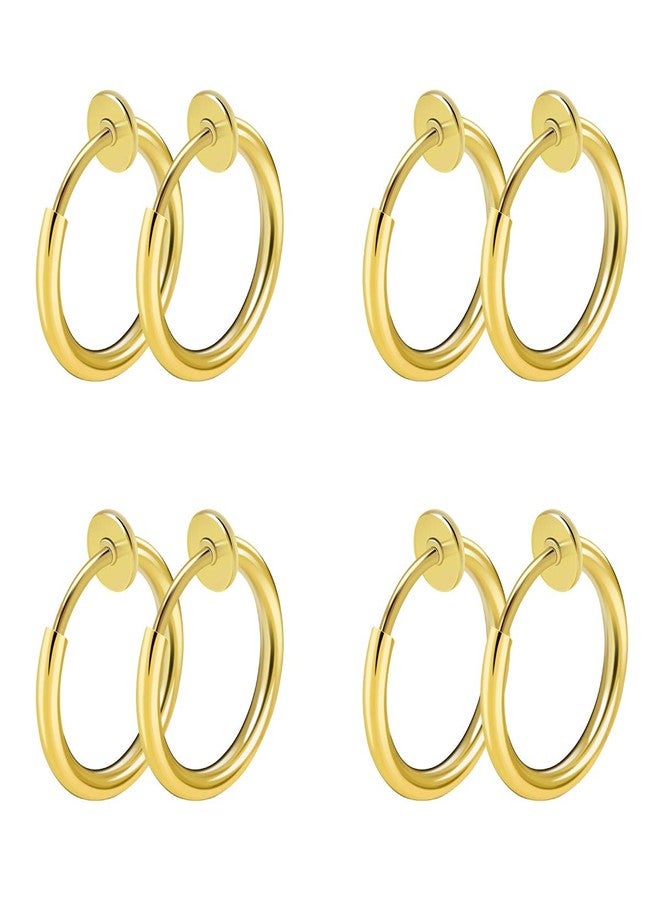 CrazyPiercing 8 pcs of Stainless Steel Clip on Non-pierced Hoops Fake Nose Lip Ear Rings Piercing (gold color) - Image 1