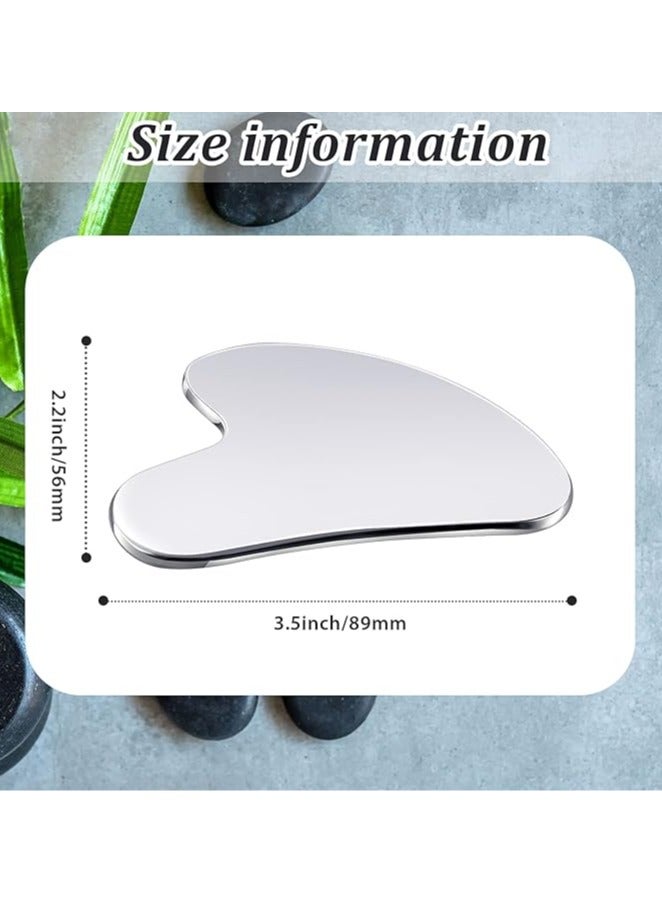 أداة جوا شا للوجه من الستانلس ستيل – جوا شا معدنية لتدليك الوجه وشد البشرة – أداة تجميل للتدليك تستخدم للجسم والعينين والرقبة، بحجم 8.5 × 5.5 سم. - Image 2