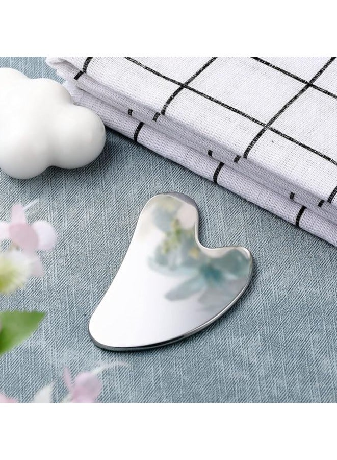 أداة جوا شا للوجه من الستانلس ستيل – جوا شا معدنية لتدليك الوجه وشد البشرة – أداة تجميل للتدليك تستخدم للجسم والعينين والرقبة، بحجم 8.5 × 5.5 سم. - Image 3