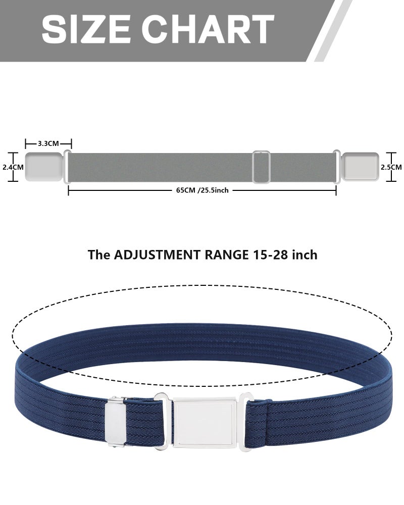 WELROG Kids Adjustable Magnetic Belt for Boys - Girls Elastic Stretch Buckle Belts Toddler (Navy blue) - Image 4