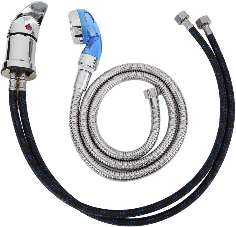 yuyte صنبور سرير الشامبو وصنبور الحوض ورأس الدش لغسل الشعر وصنبور خلط لوحدة صالون الشامبو أو وحدة الغسيل الخلفي مع خرطوم بطول 120 سم ورأس دش الحوض - Image 1