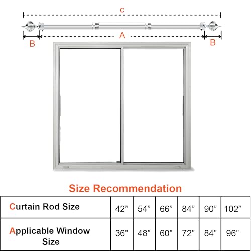 GLOXY 1 Inch Adjustable Stainless Steel Curtain Rod - Chrome Finish Extendable Window Rod with Brackets for Home & Office (102 Inch, RB72) - Image 4