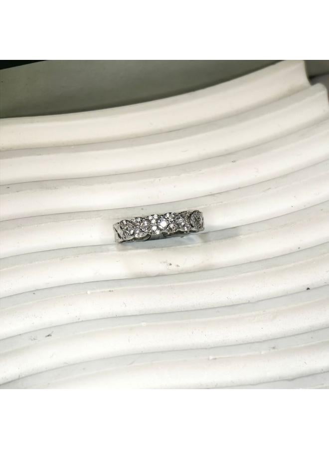8k Vacuum Electroplated Gold Small Jewelry Brass Belt Zircon Jewelry Shiny Full Zircon Women's Open Ring Jewelry 