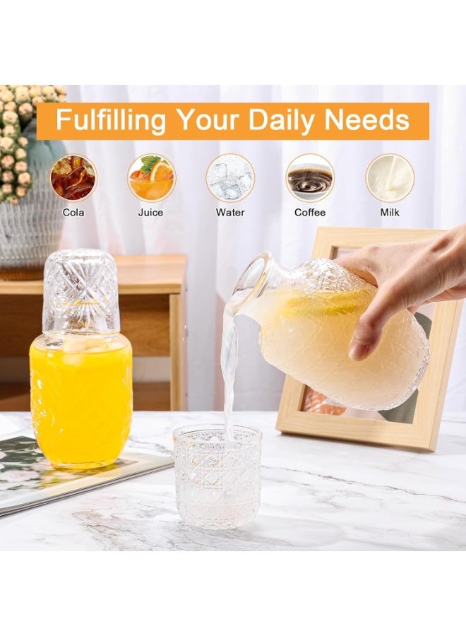 طقم قوارير مياه بجانب السرير، طقم إبريق مياه ليلي مع كوب ماء، طقم قوارير مياه بجانب السرير مع أكواب، إبريق غسول فم زجاجي للحمام وغرفة الضيوف (اللون: مبهر) - Image 5