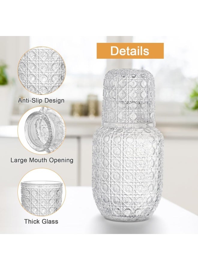 طقم قوارير مياه بجانب السرير، طقم إبريق مياه ليلي مع كوب ماء، طقم قوارير مياه بجانب السرير مع أكواب، إبريق غسول فم زجاجي للحمام وغرفة الضيوف (اللون: مبهر) - Image 2