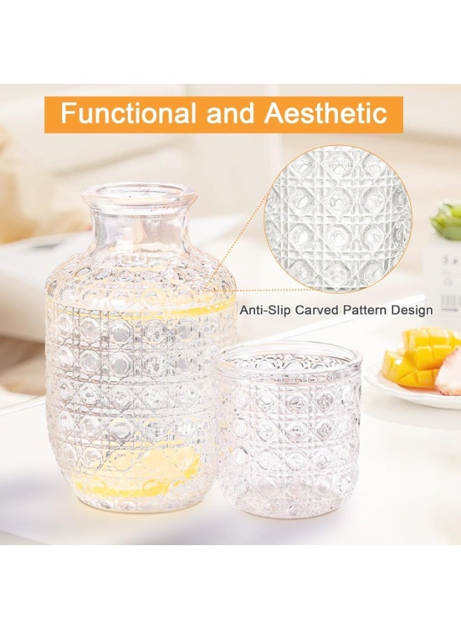 طقم قوارير مياه بجانب السرير، طقم إبريق مياه ليلي مع كوب ماء، طقم قوارير مياه بجانب السرير مع أكواب، إبريق غسول فم زجاجي للحمام وغرفة الضيوف (اللون: مبهر) - Image 3