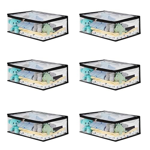 LIFESTICE Transparent Plastic Clothes Storage Bag (Pack of 6)|Clothes Organiser for Wardrobe|Organizer for Wardrobe|Saree Bags Storage|Saree Covers for Storage,18x12x6.5,inch - Image 1