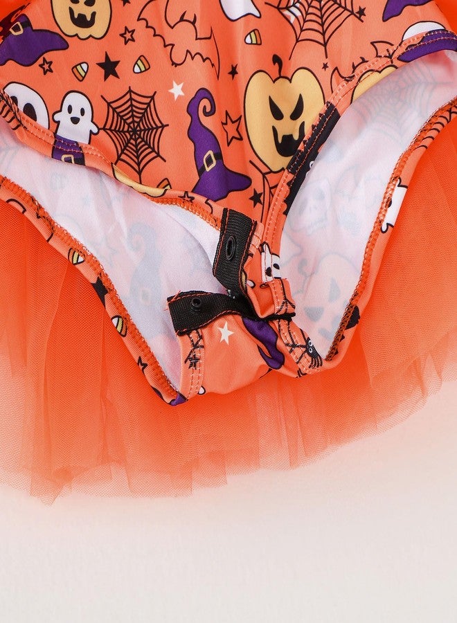 Tutu.kk Toddler Ballet Leotard Ruffle Sleeve Tutu Dress Ballerina Outfits for Girls Birthday Holiday 1-2T Orange - Image 4