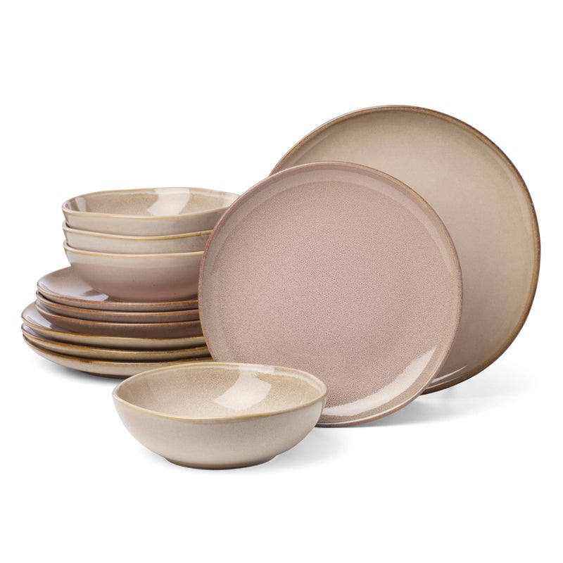 Oneida 897202 Organic Shades 12-Piece Dinnerware Set, Service For 4, Unique Color May Vary, Clay - Image 1