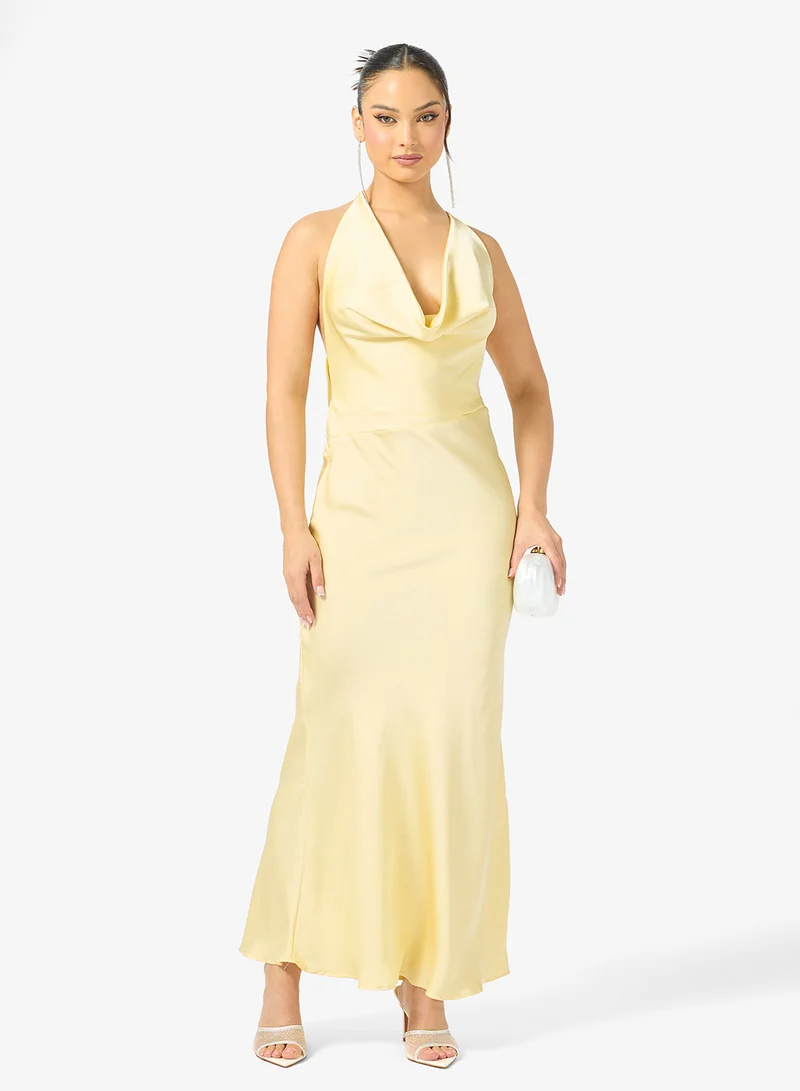Ginger Cowl Neck Satin Column Dress