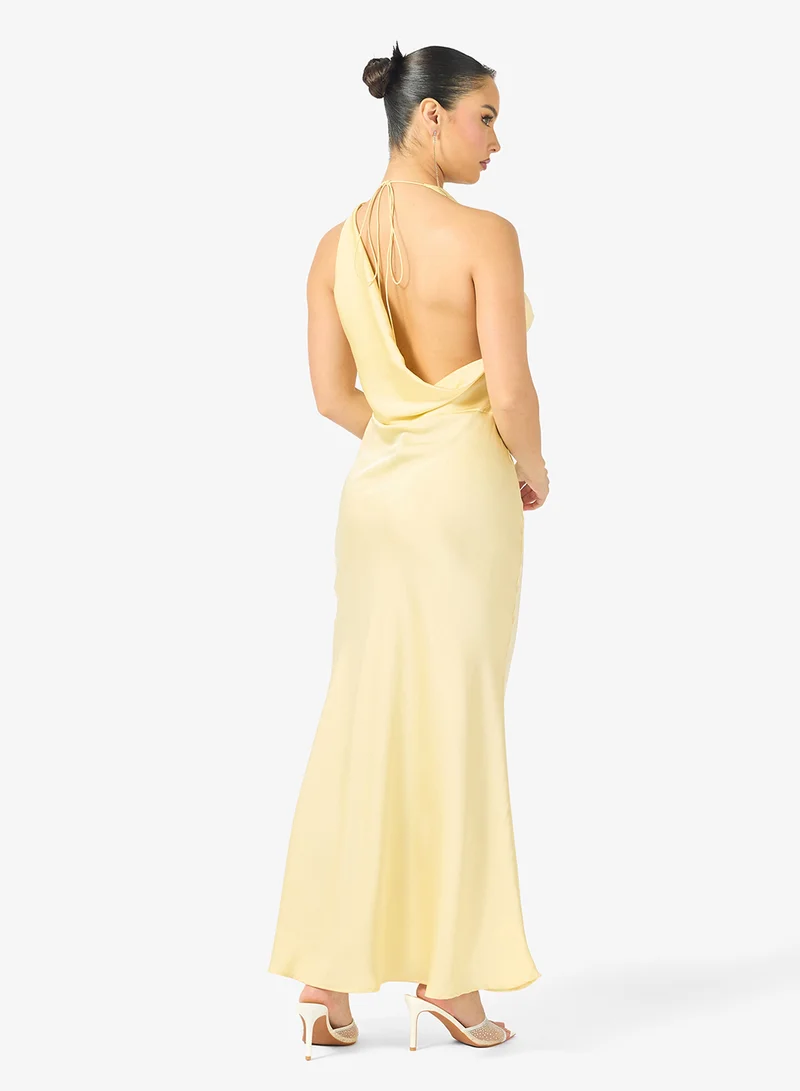 Ginger Cowl Neck Satin Column Dress