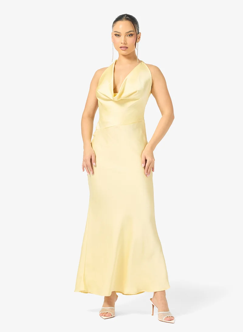 Ginger  Cowl Neck Satin Column Dress for Women | Best Price UAE