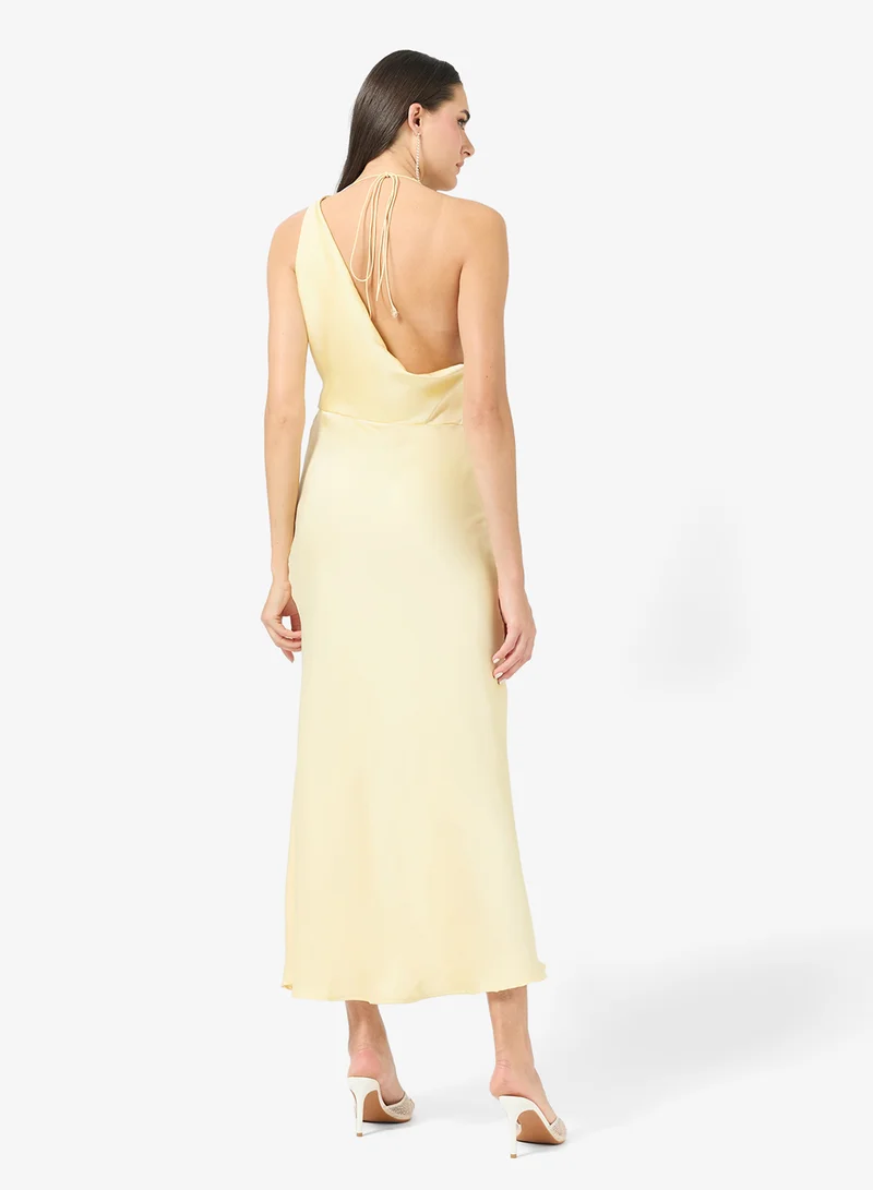 Ginger Cowl Neck Satin Column Dress