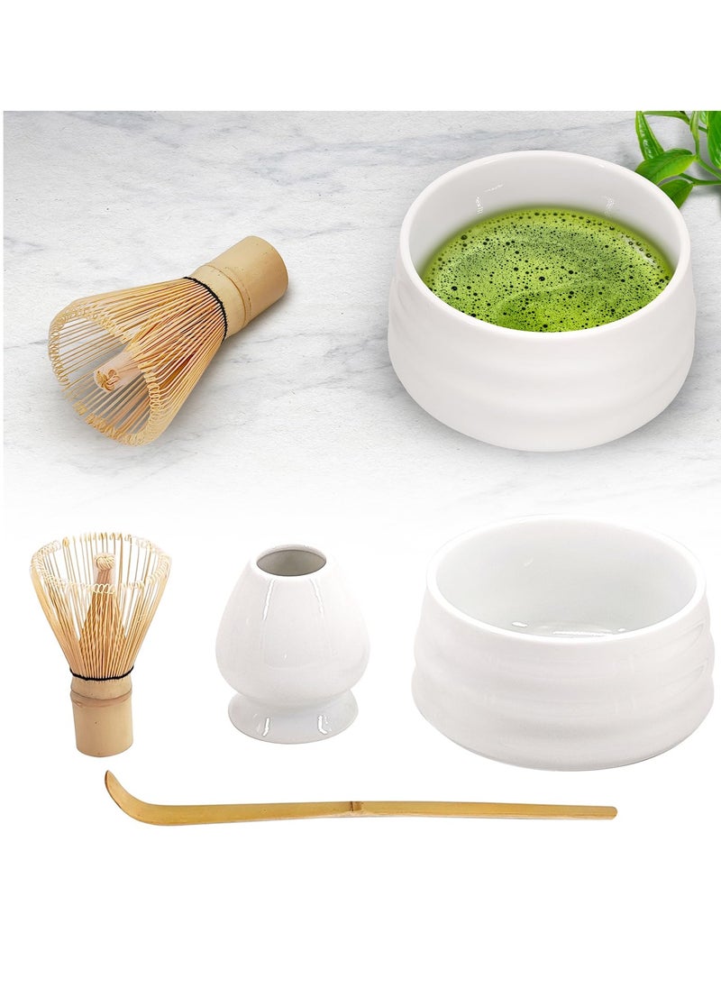 Hihonor Matcha Tea Set, Matcha Ceremony Accessory - Matcha Whisk, Ceramic Bowl and Whisk Holder, Traditional Scoop, The Perfect Set to Prepare a Traditional Cup of Matcha  - Image 1