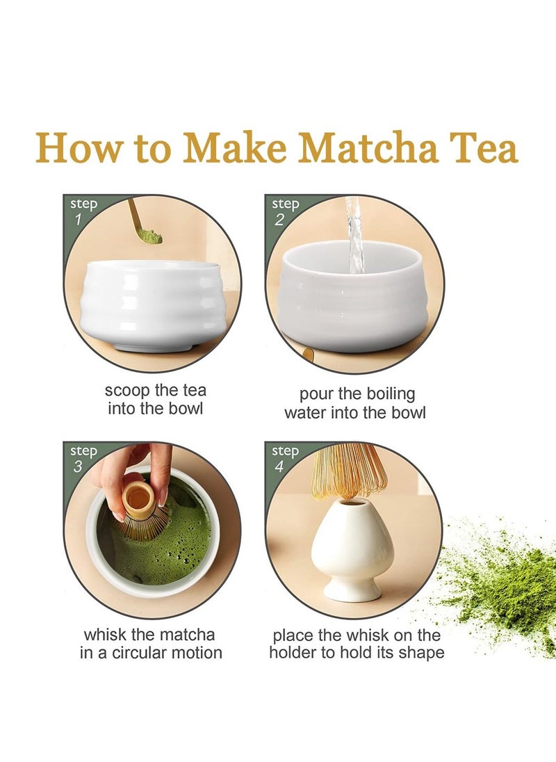 Hihonor Matcha Tea Set, Matcha Ceremony Accessory - Matcha Whisk, Ceramic Bowl and Whisk Holder, Traditional Scoop, The Perfect Set to Prepare a Traditional Cup of Matcha  - Image 4