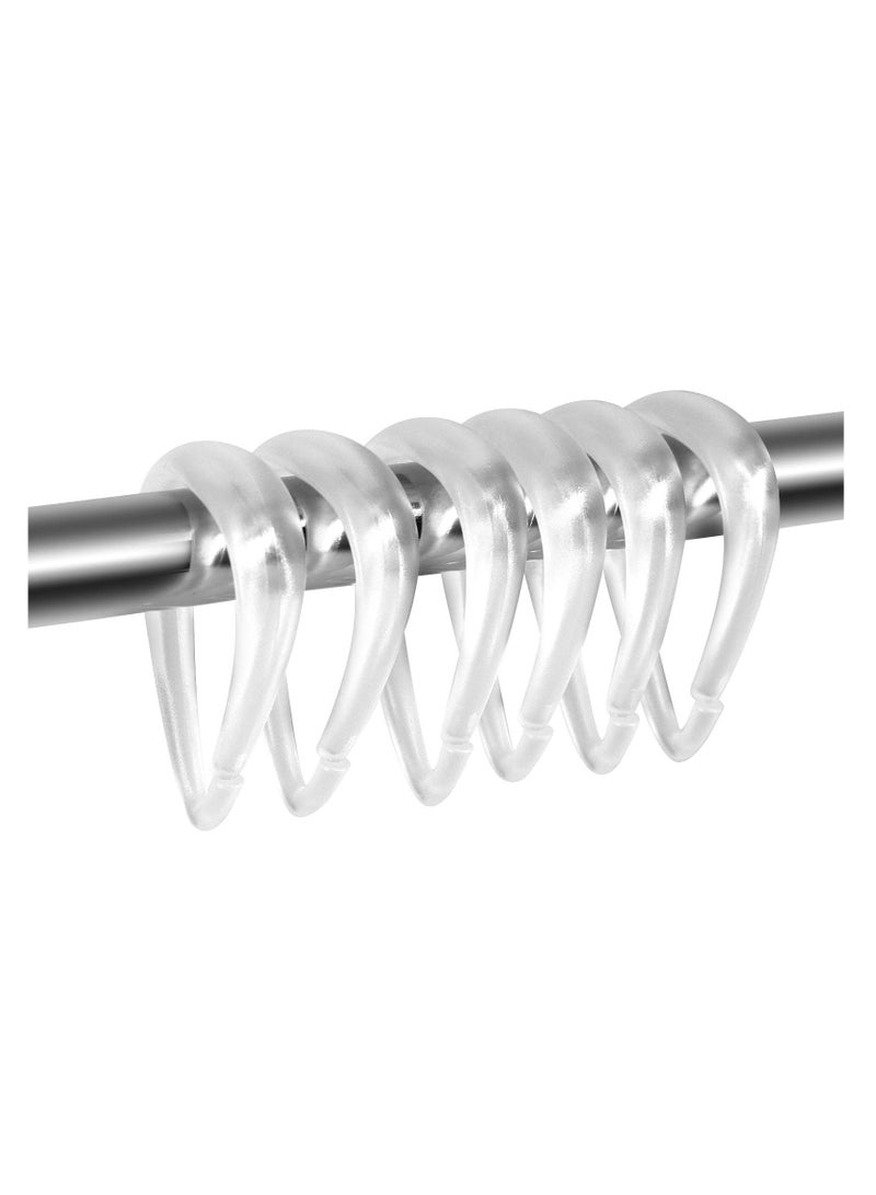 Durable 12 Pcs Drop Shape Plastic Shower Curtain Rings Clear Hooks for Stylish Bathroom - Image 1