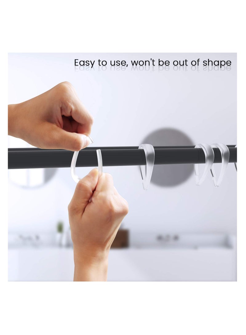Durable 12 Pcs Drop Shape Plastic Shower Curtain Rings Clear Hooks for Stylish Bathroom - Image 2