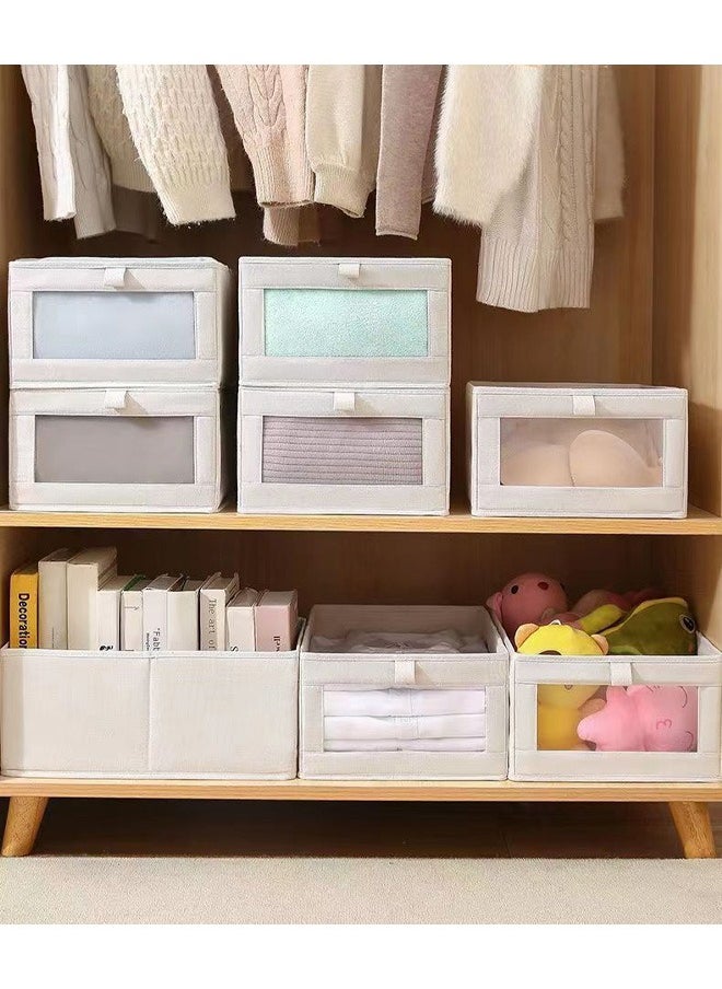 DUNISO 3 Pieces Foldable Closet Storage Organizer Washable Closet Storage Box with Carrying Handles Cube Storage Bin for Clothes Wardrobe Home Bedroom Office  - Image 2