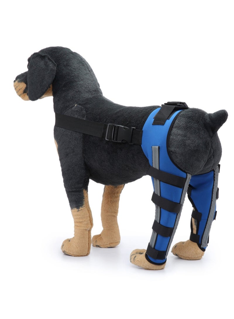 Dog Knee Brace Adjustable Dog Double Rear Leg Brace with Metal Hinged Flexible Support and Reflective Seat Belts Dog Acl Brace Hind Leg, Blue - Image 1