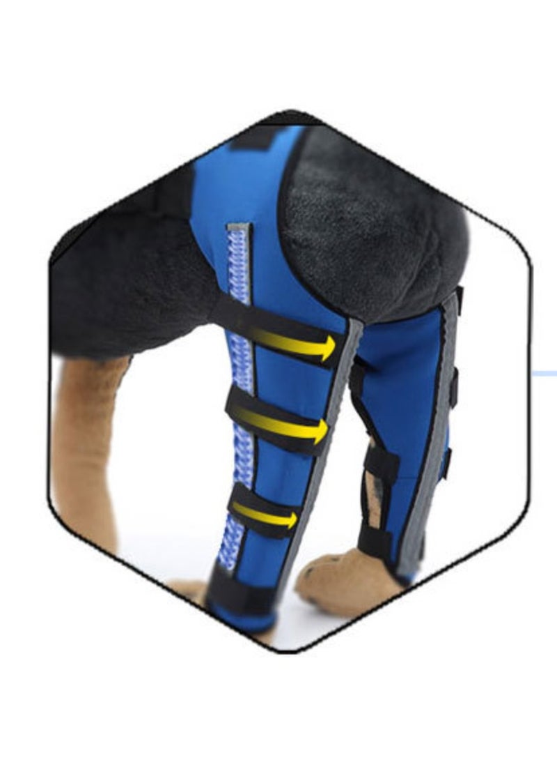 Dog Knee Brace Adjustable Dog Double Rear Leg Brace with Metal Hinged Flexible Support and Reflective Seat Belts Dog Acl Brace Hind Leg, Blue - Image 2