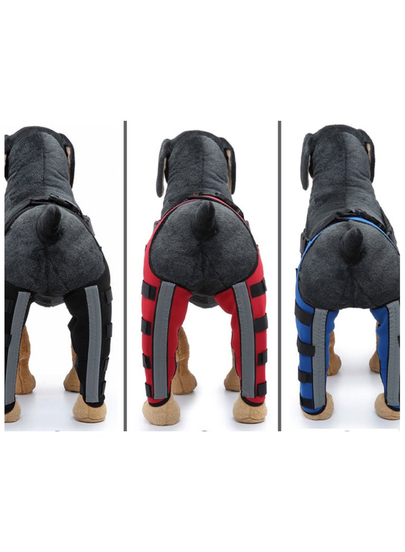 Dog Knee Brace Adjustable Dog Double Rear Leg Brace with Metal Hinged Flexible Support and Reflective Seat Belts Dog Acl Brace Hind Leg, Blue - Image 5