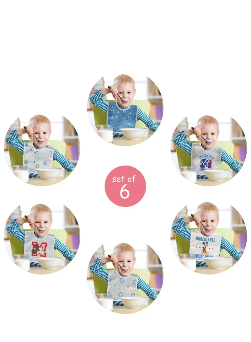 Disney Disney Minnie Mouse Pack Of 6 Cotton Bibs - Washable, Stain And Odor Resistant, 100% Water-Proof. Age: 3 – 9 Months (Official Disney Product)