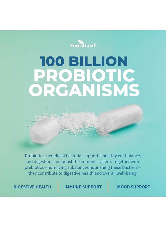 ForestLeaf بروبيوتيك للرجال والنساء، 100 مليار وحدة تشكيل مستعمرة، 26 سلالة فريدة، دعم البروبيوتيك والبريبايوتيك للرجال والنساء لصحة الجهاز الهضمي، صحة الأمعاء، الطاقة، المزاج، المناعة، توازن الرقم الهيدروجيني (30 كبسولة) - Image 5