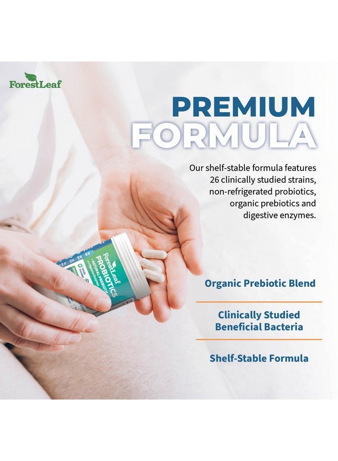 ForestLeaf بروبيوتيك للرجال والنساء، 100 مليار وحدة تشكيل مستعمرة، 26 سلالة فريدة، دعم البروبيوتيك والبريبايوتيك للرجال والنساء لصحة الجهاز الهضمي، صحة الأمعاء، الطاقة، المزاج، المناعة، توازن الرقم الهيدروجيني (30 كبسولة) - Image 3