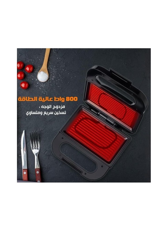 Home Home Gold 800W Sandwich Maker, High Power Electric Grill with Dual-Sided Heating and Easy-Clean Non-Stick Coating - Portable and Safe Cooking Companion, 2023-3  - Image 3