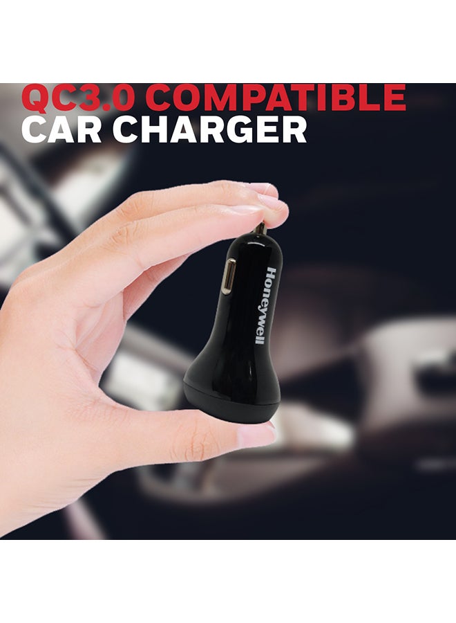 Honeywell Micro CLA 36W PD Smart Car Charger with Complimentary Braided Type C Cable, 3 Port Power Delivery Charger, Type C & 2 USB A Port, Compatible with iPhones, Smartphones, Power banks Black - Image 5