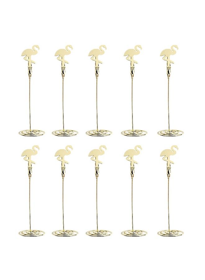 KIPETTO 10Pcs Table Number Holder Name Place Card Holder With Flamingo Menu Memo Clips For Wedding Party Favors Gold - Image 1