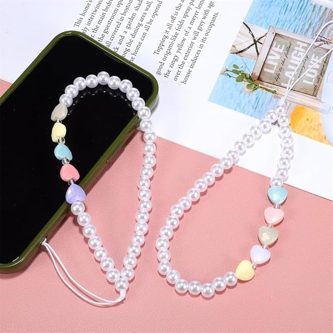KHOLAD Pearl Charm, Detachable Wrist Strap, Hands-Free Keychain, Aesthetic Beaded Chain, Phone Case Accessories for Women Girls, White - Image 2