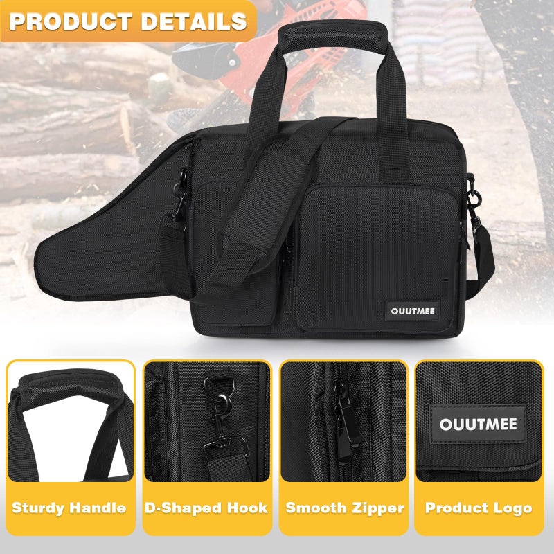 OUUTMEE Chainsaw Carrying Case Waterproof Foldable Chainsaw Storage Bag Compatible with EGO Dewalt Greenworks 8 Inch Cordless Power Chainsaw Accessories - Image 3