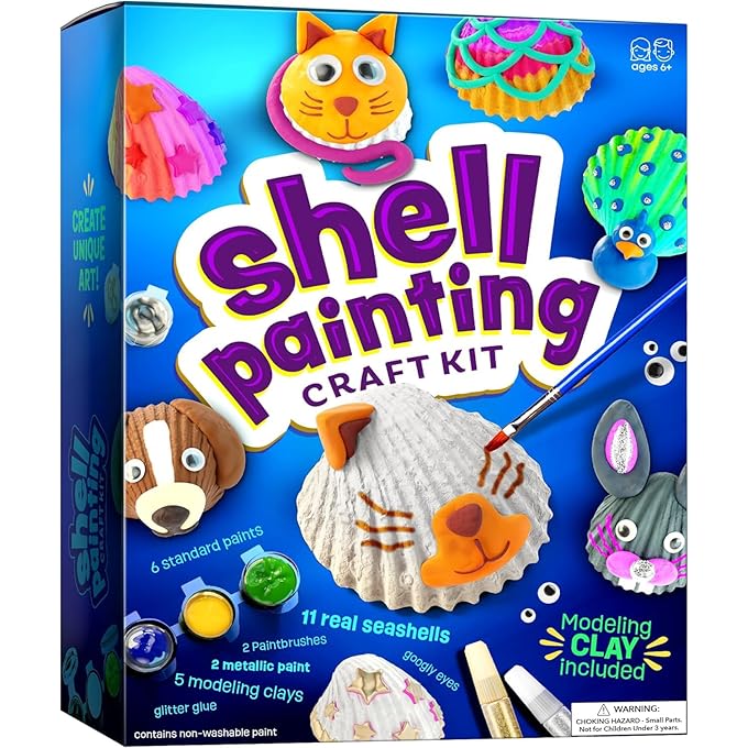 Sea Shell Painting Kit, Arts & Crafts Gifts for Girls and Boys Ages 4-12, Creative Art Decorations Paint Kit, Activities Toys for Ages 4-12