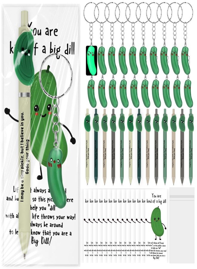 Sinload 25 Sets Inspirational Pickle Gift Bulk Employee Appreciation Gifts Pickle Ballpoint Pens Emotional Luminous Keychains Bookmark for Social Worker Coworker Office Staff Team Teacher Nurse - Image 1