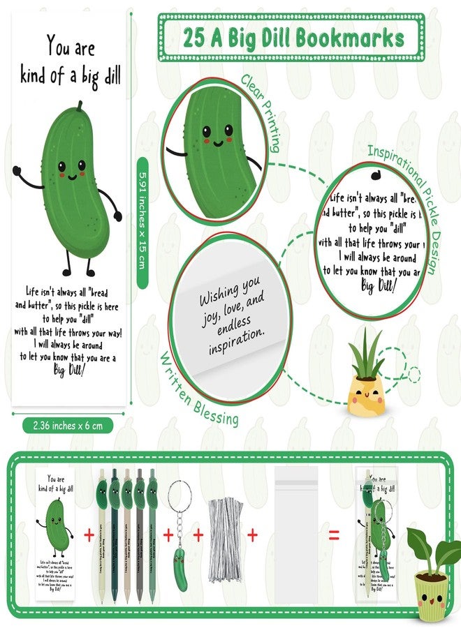 Sinload 25 Sets Inspirational Pickle Gift Bulk Employee Appreciation Gifts Pickle Ballpoint Pens Emotional Luminous Keychains Bookmark for Social Worker Coworker Office Staff Team Teacher Nurse - Image 3