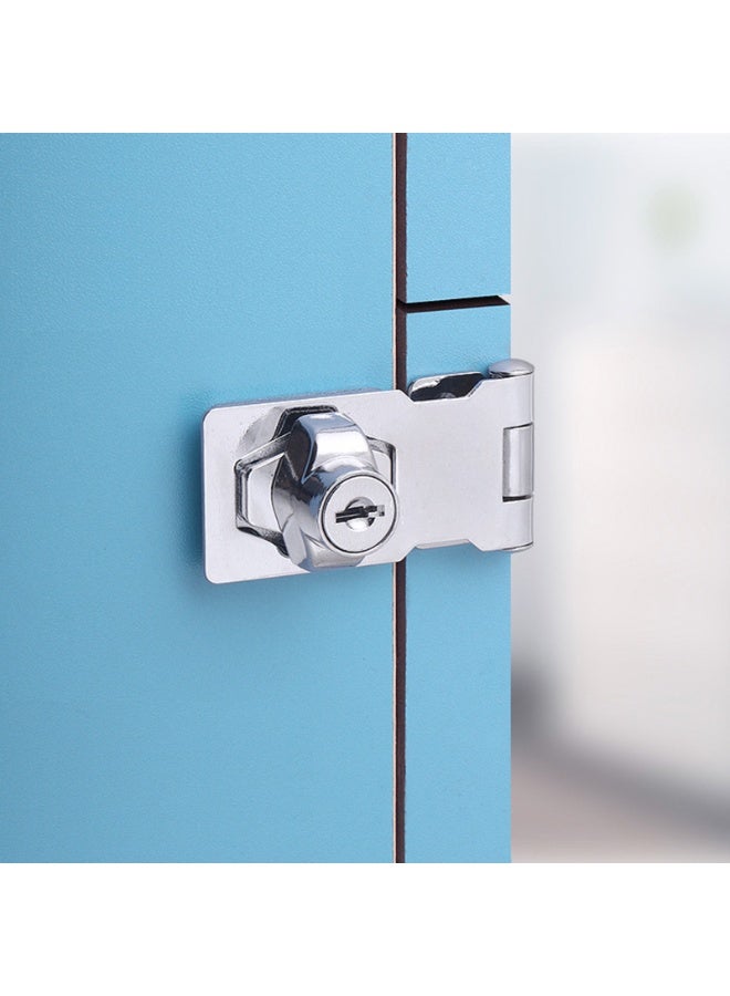 Keyed Hasp Locks, Cabinet Locks with Keys and Screws, Silver, 4 Inches - Image 2