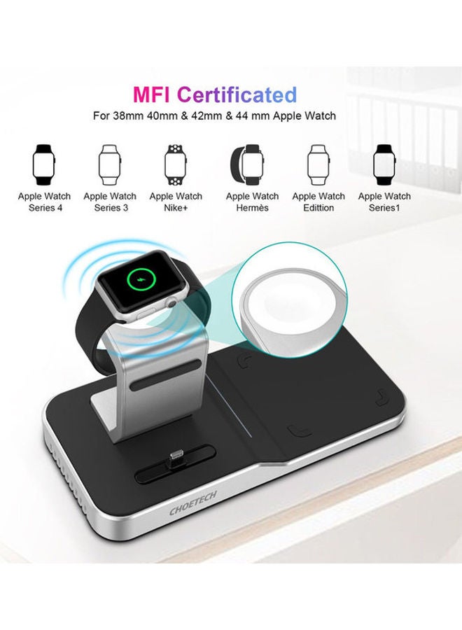 CHOETECH 4-In-1 Wireless Charging Dock For iPhone/iPod/Apple Watch Black - Image 4