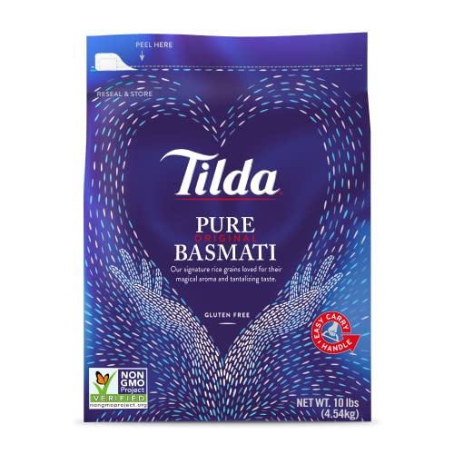 Tilda Pure Basmati Rice, Premium Aromatic and Authentic Rice, Large Resealable Bag, 10-Pound Bag,White - Image 1